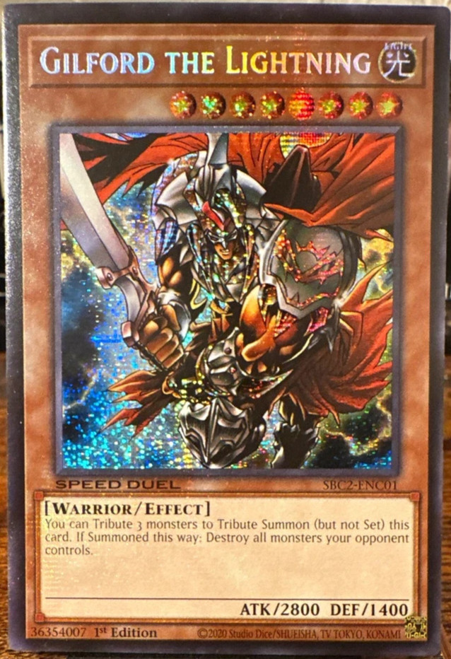 YuGiOh Gilford the Lightning SBC2-ENC01 Prismatic Secret Rare 1st Ed SPEED DUEL