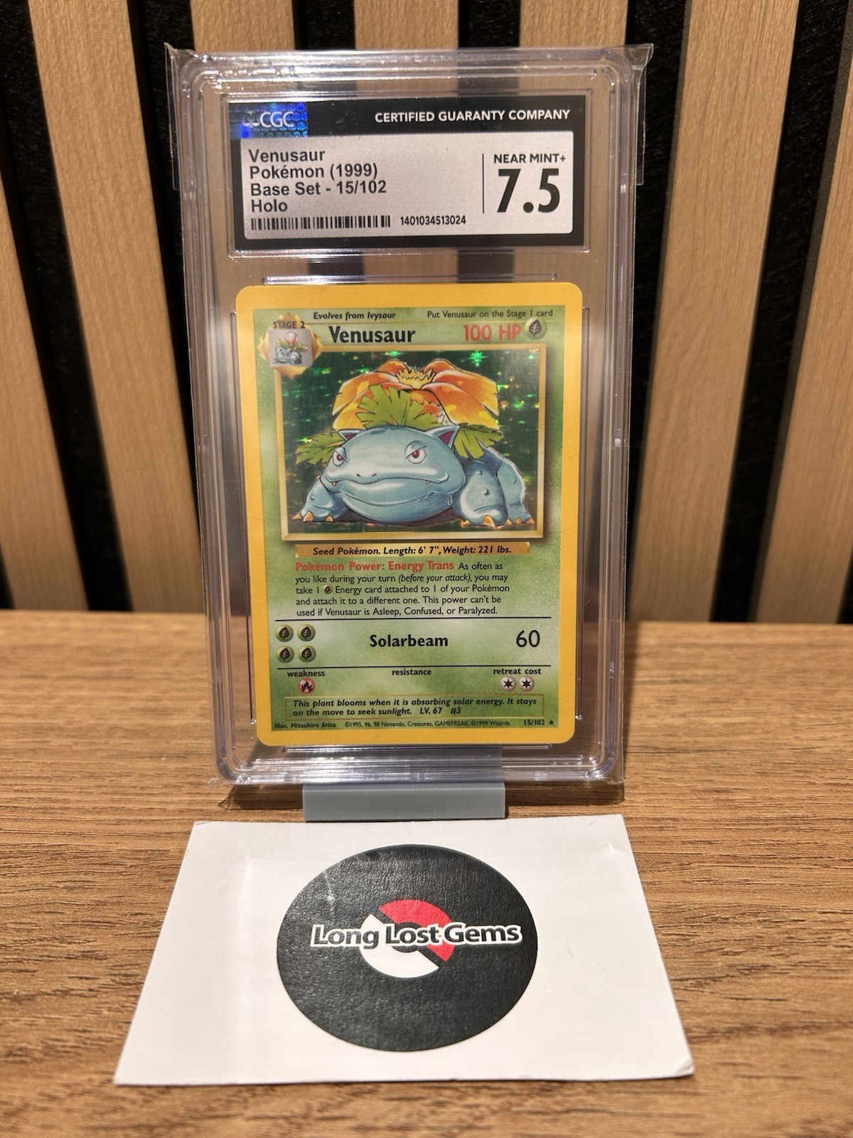 CGC 7.5 Venusaur 15/102 Base Set Pokemon Card ✨ (like PSA)