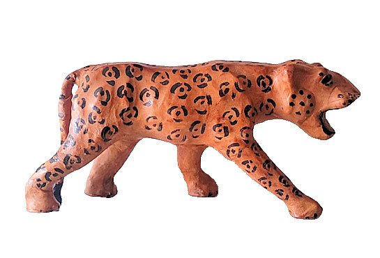 Vintage Leather Wrapped Leopard Figure: "In Pre-Owned Condition As Found". Vintage Leather Wrapped Leopard Figure: "In Pre-Owned Condition As Found".