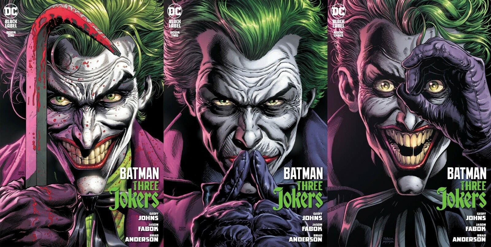 BATMAN THREE JOKERS 1 2 & 3 COVER A SET JASON FABOK DC COMICS 2020 NM