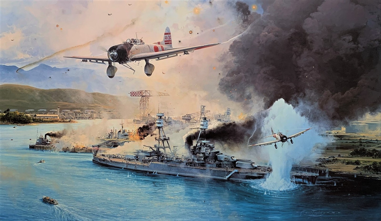 Remember Pearl Harbor by Robert Taylor art print signed by USS Nevada Veterans Remember Pearl Harbor by Robert Taylor art print signed by USS Nevada Veterans