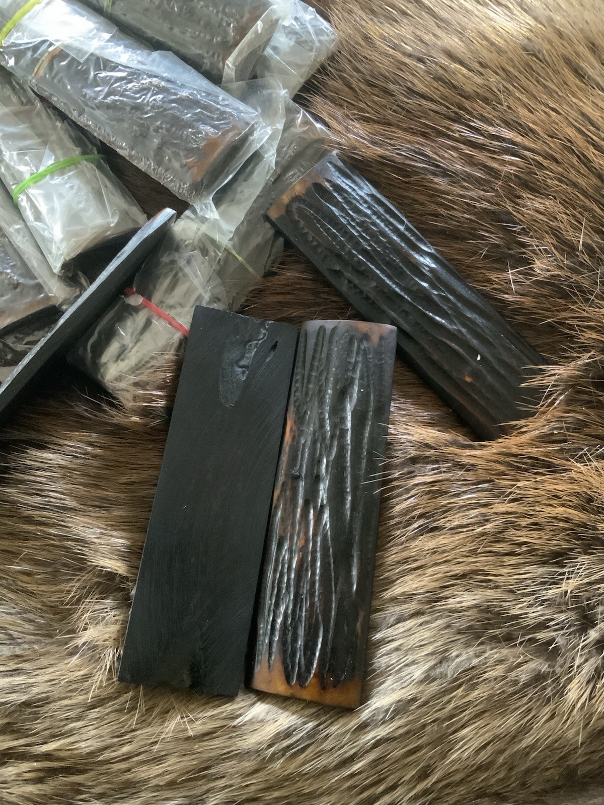 Antler Jigged Camel Bone Scales, 5” X 1/1/2” X 1/4”, knife making, Aged Amber Antler Jigged Camel Bone Scales, 5” X 1/1/2” X 1/4”, knife making, Aged Amber