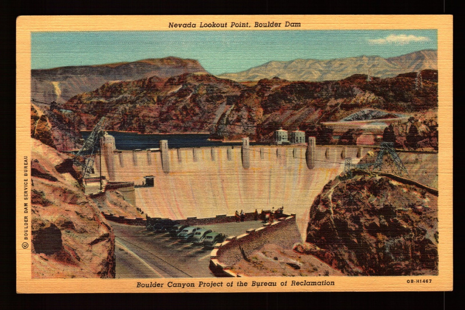 POSTCARD : NEVADA - BOULDER DAM NV - VIEW FROM NEVADA LOOKOUT POINT LINEN VIEW POSTCARD : NEVADA - BOULDER DAM NV - VIEW FROM NEVADA LOOKOUT POINT LINEN VIEW