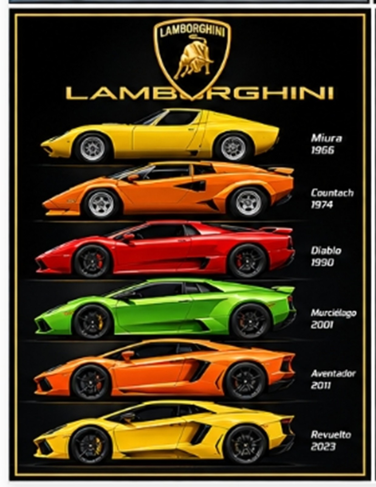 Evolution of Lamborghini  Sports car auto racing Poster Art Print