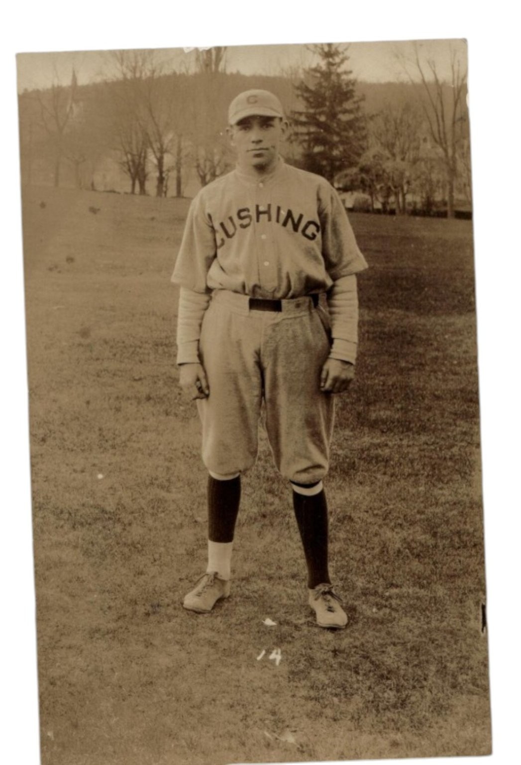 Vintage Cushing Academy Baseball Player RPPC Postcard Sepia Photo Vintage Cushing Academy Baseball Player RPPC Postcard Sepia Photo