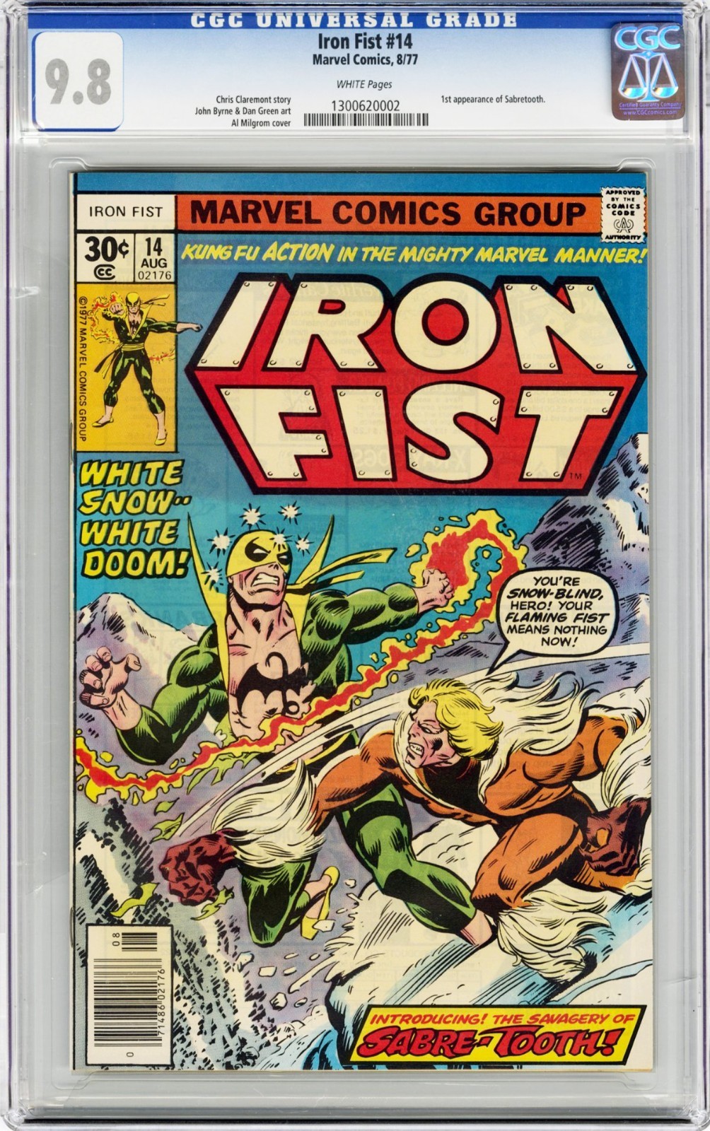 Iron Fist #14 CGC 9.8 White Pages 1st app of Sabretooth Marvel 1977 Iron Fist #14 CGC 9.8 White Pages 1st app of Sabretooth Marvel 1977