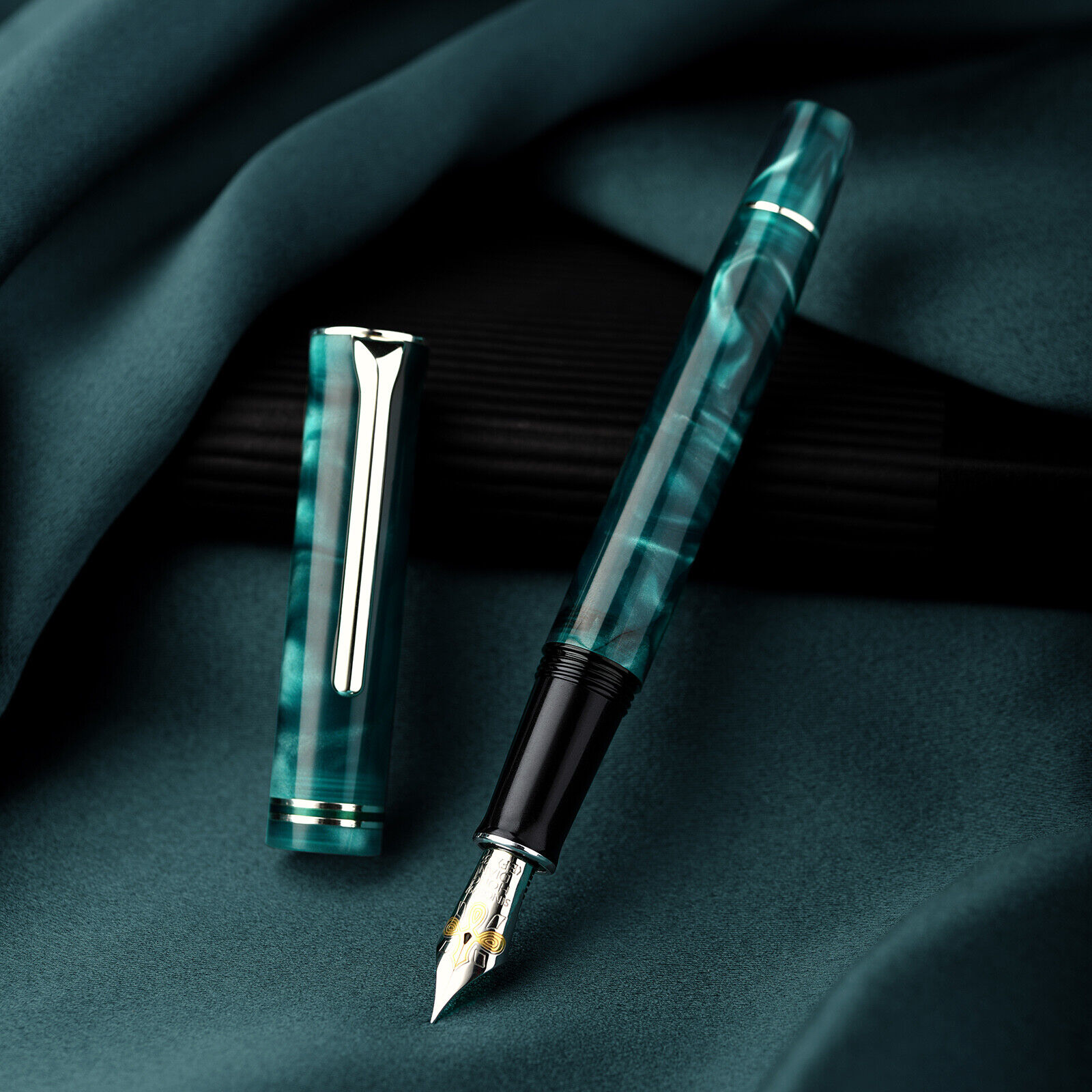 New Hongdian N2 Blue Resin Fountain Pen, EF/ F/ M Nib Smooth Office Pen Gift
