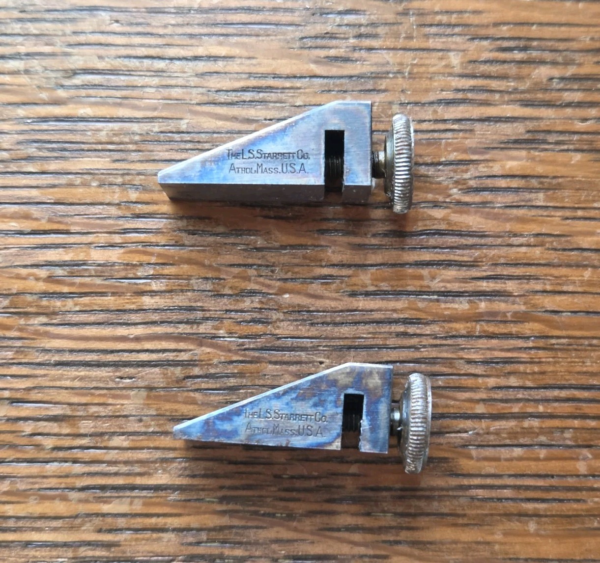 (2) Vintage L. S. Starrett No. 298 Key Seat Rule Clamps Machinist Tools USA  