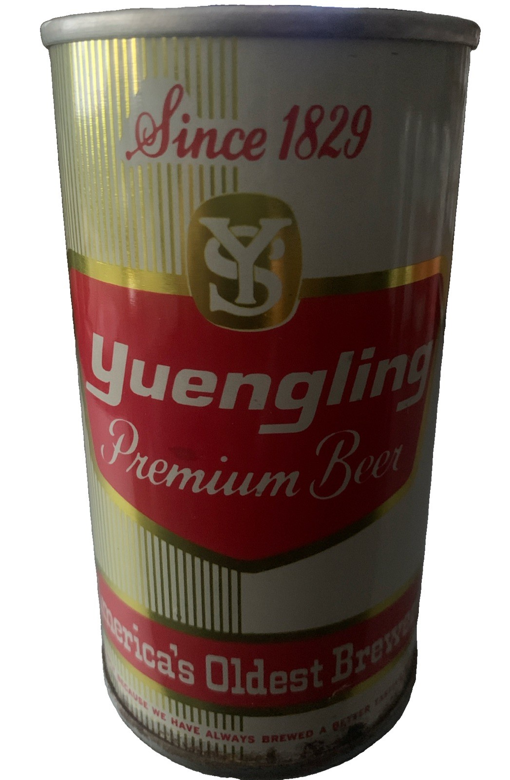 Vintage Beer Can Yuengling Premium Beer Gold Stripe Pull Tab Empty Steel Can