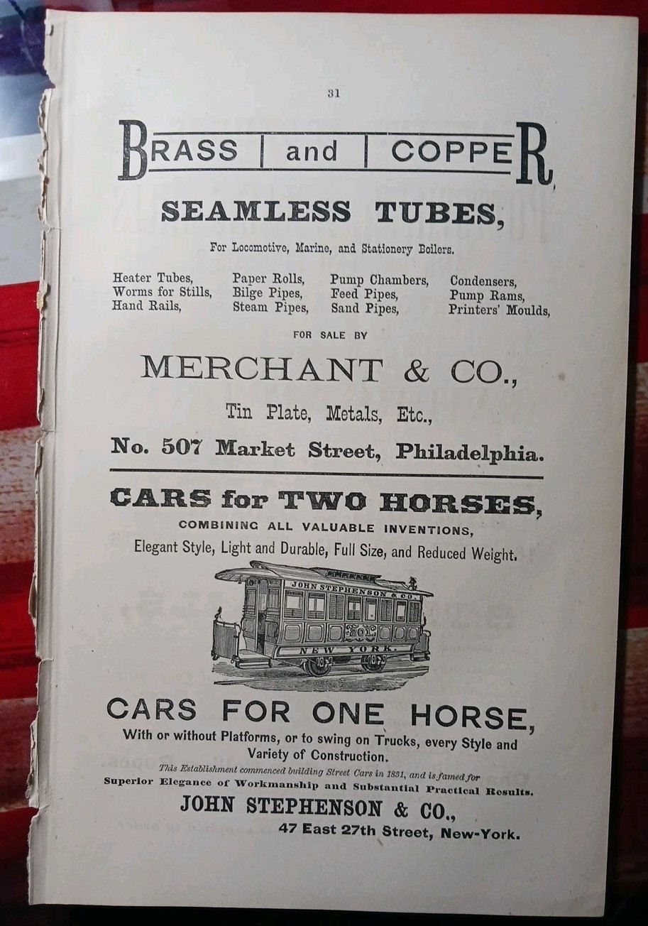 1873 Antique Advertising John Stevenson Railroad Cars For One Hose Picture 1873 Antique Advertising John Stevenson Railroad Cars For One Hose Picture