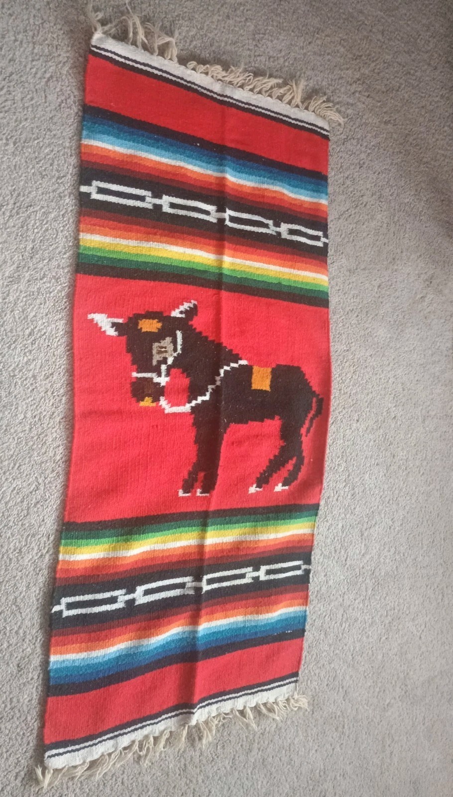 Vintage Southwestern Handwoven Saddle Blanket Pre-owned Good Condition Vintage Southwestern Handwoven Saddle Blanket Pre-owned Good Condition