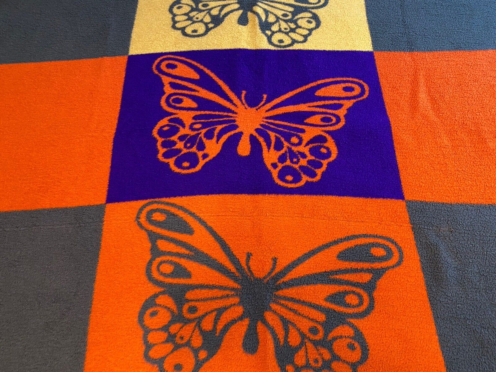Biederlack Acrylic Butterfly Blanket Throw USA Orange Purple Yellow Aurora