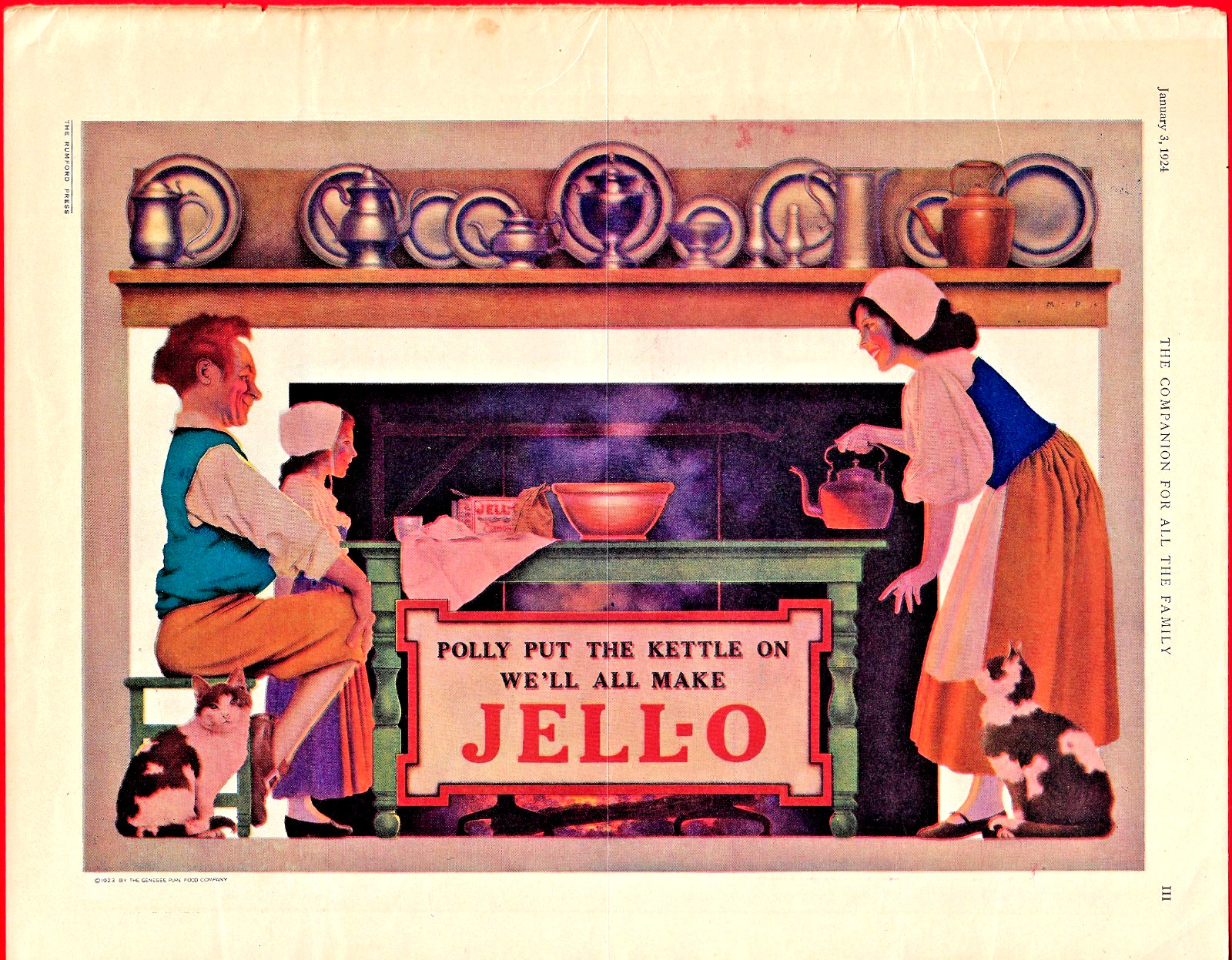 MAXFIELD PARRISH AD for JELL-O ~ 1924 ~ 11 x 14 MAXFIELD PARRISH AD for JELL-O ~ 1924 ~ 11 x 14