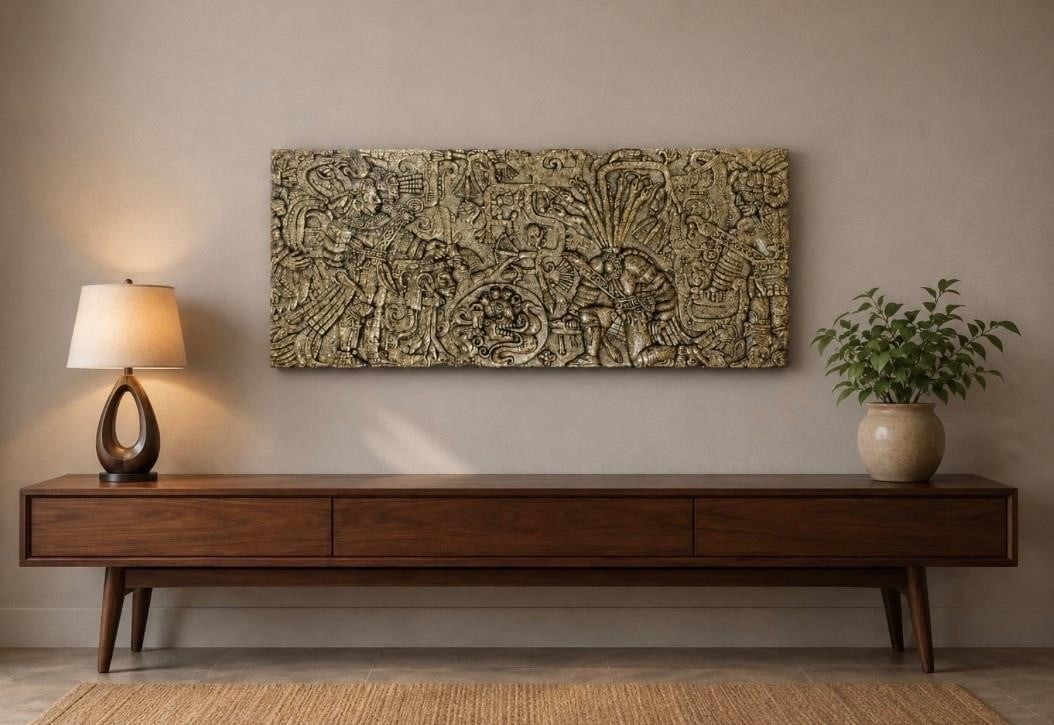 Vintage Mid Century Inza Zarebski Crushed Turquoise Stone Plaque Wall Art - Read Vintage Mid Century Inza Zarebski Crushed Turquoise Stone Plaque Wall Art - Read