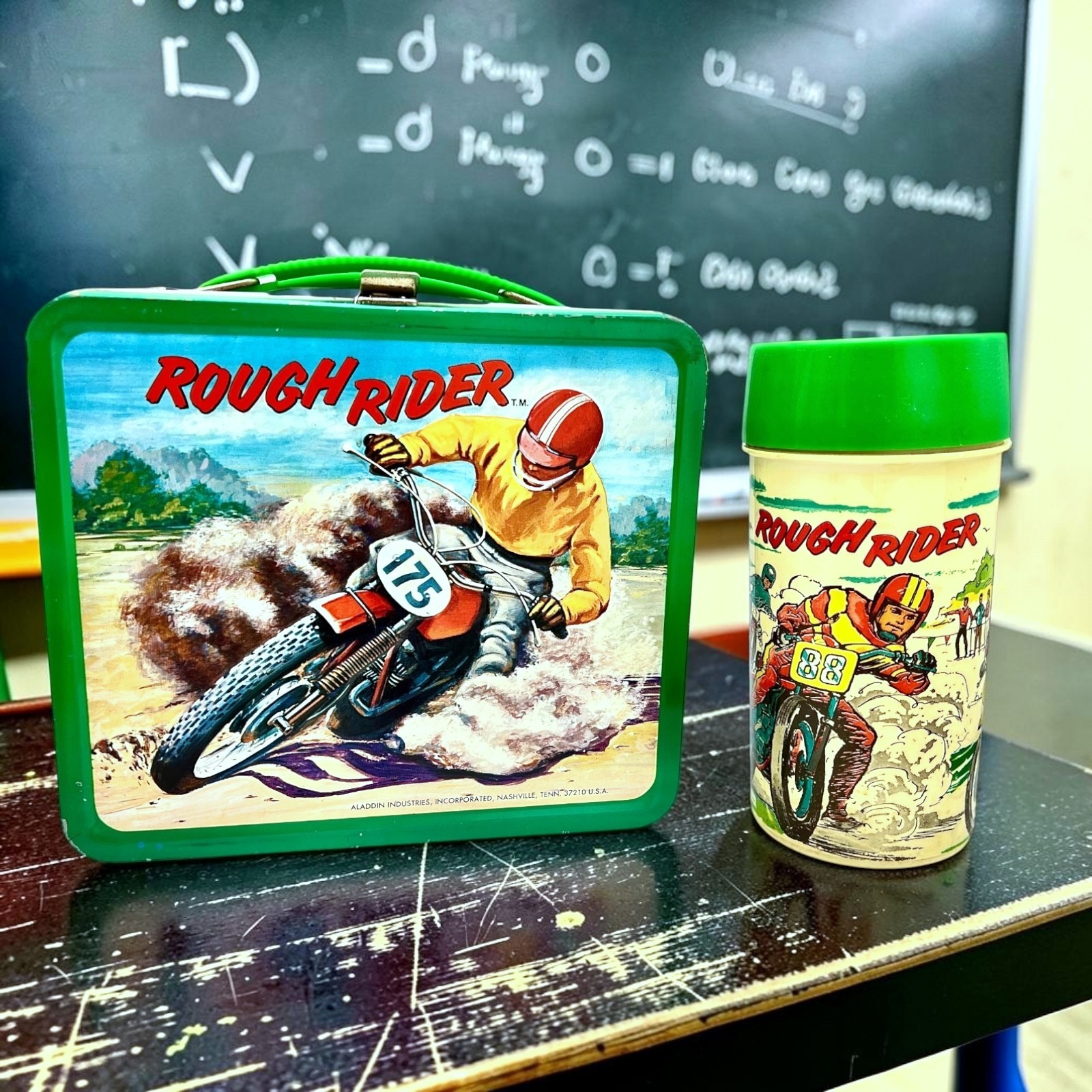 Vtg 1973 Aladdin Rough Rider Lunchbox & Thermos Aladdin Tag on Stopper No Rust Vtg 1973 Aladdin Rough Rider Lunchbox & Thermos Aladdin Tag on Stopper No Rust