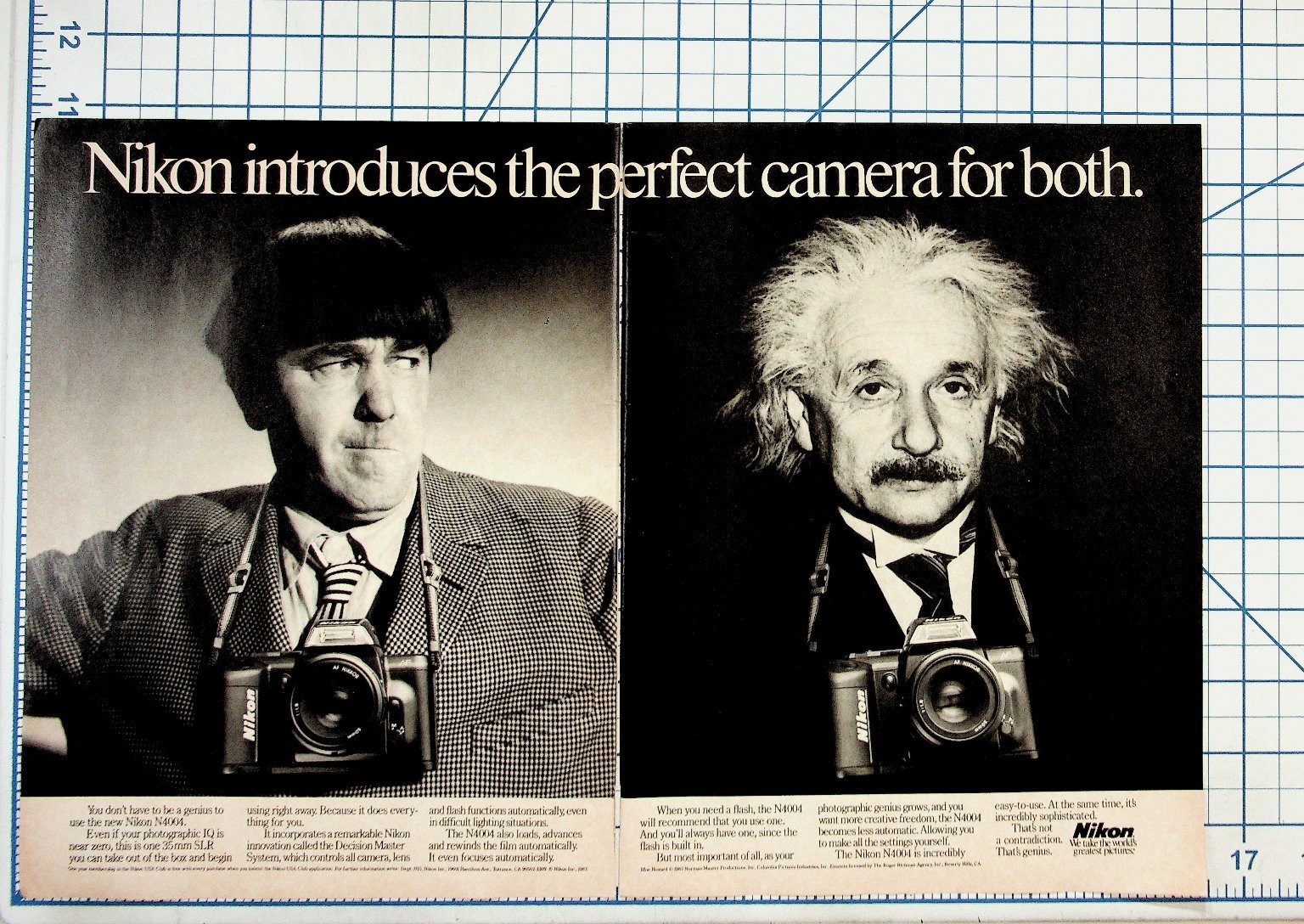 1987 Nikon N4004 Camera Ad Albert Einstein Original Vintage Print Ephemera 1987 Nikon N4004 Camera Ad Albert Einstein Original Vintage Print Ephemera