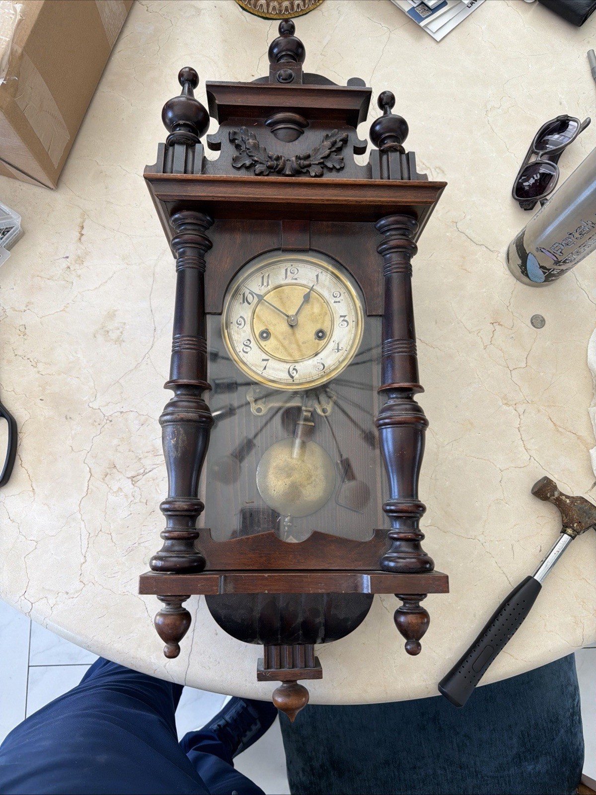Antique Unknown Brand Clock With No Key Untested Antique Unknown Brand Clock With No Key Untested