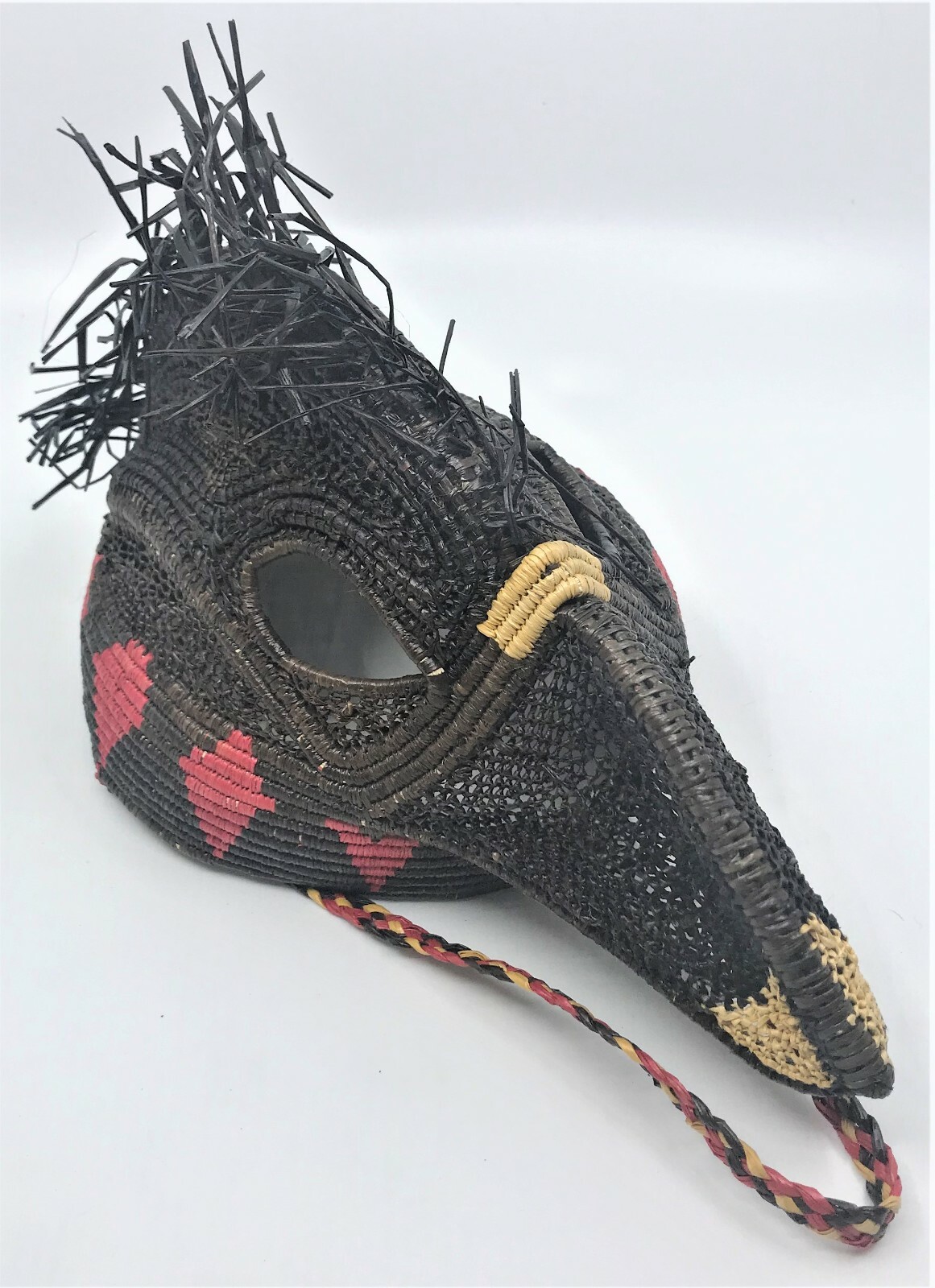 Panama Emebra Wounaan figural Basketry woven Mask bird Hat unique unusual 