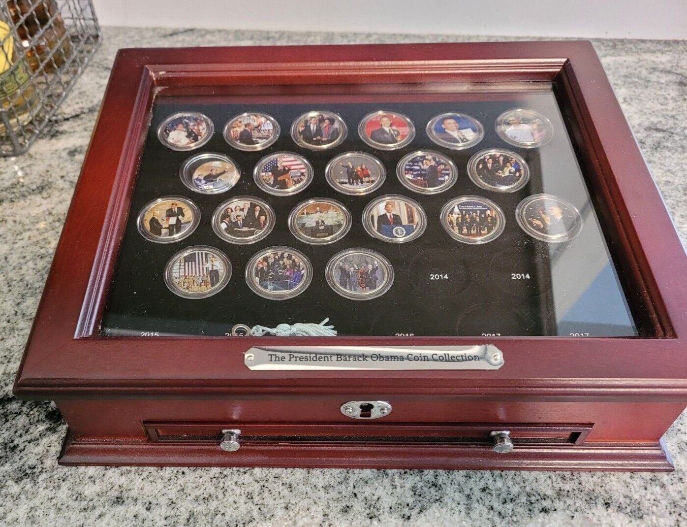 President Barack Obama Coin Collection Display Case with key Kennedy 50 cent pcs