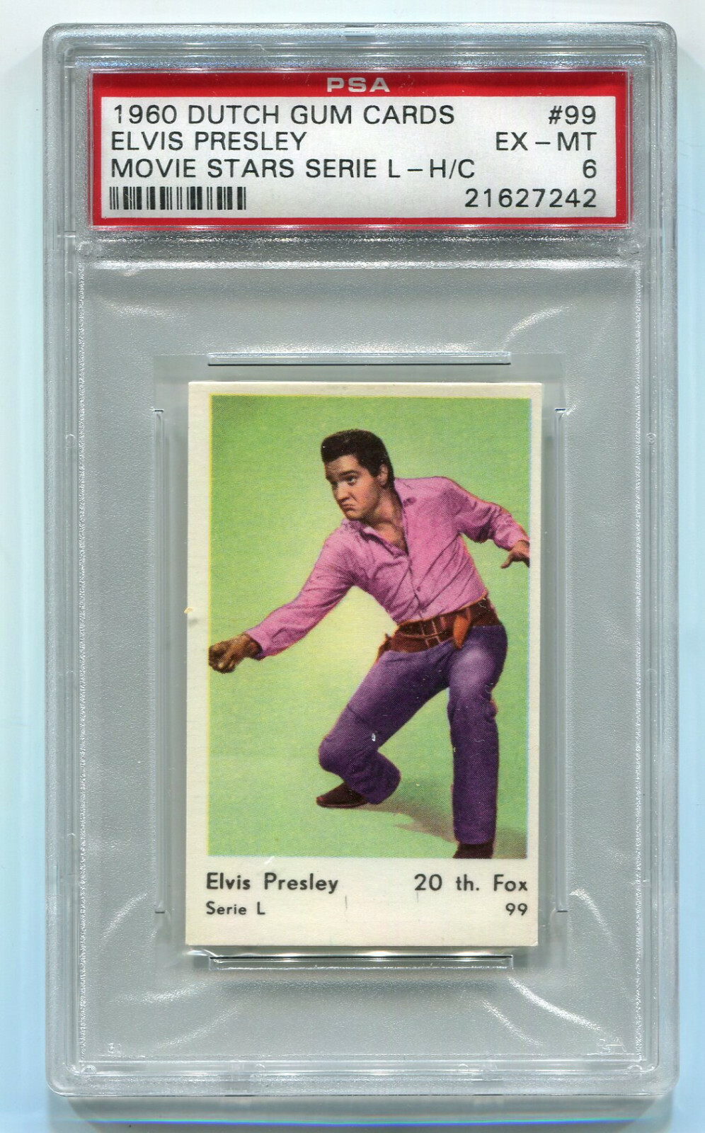 1960 Dutch Movie Card Serie L 99 Elvis Presley PSA 6 EX-Mint Vintage Music Film 1960 Dutch Movie Card Serie L 99 Elvis Presley PSA 6 EX-Mint Vintage Music Film