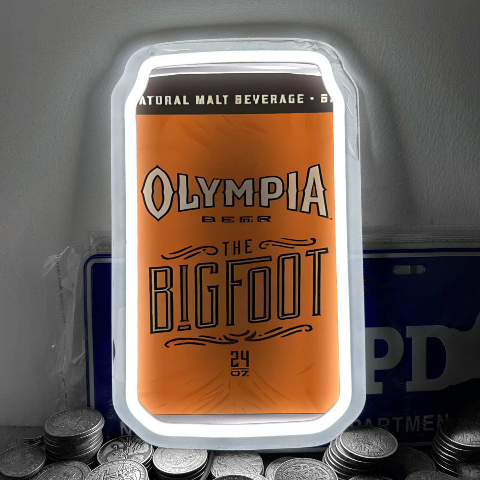 Olympia The Bigfoot Beer Can Store Poster Bar Wall LED Neon Sign Light 12\