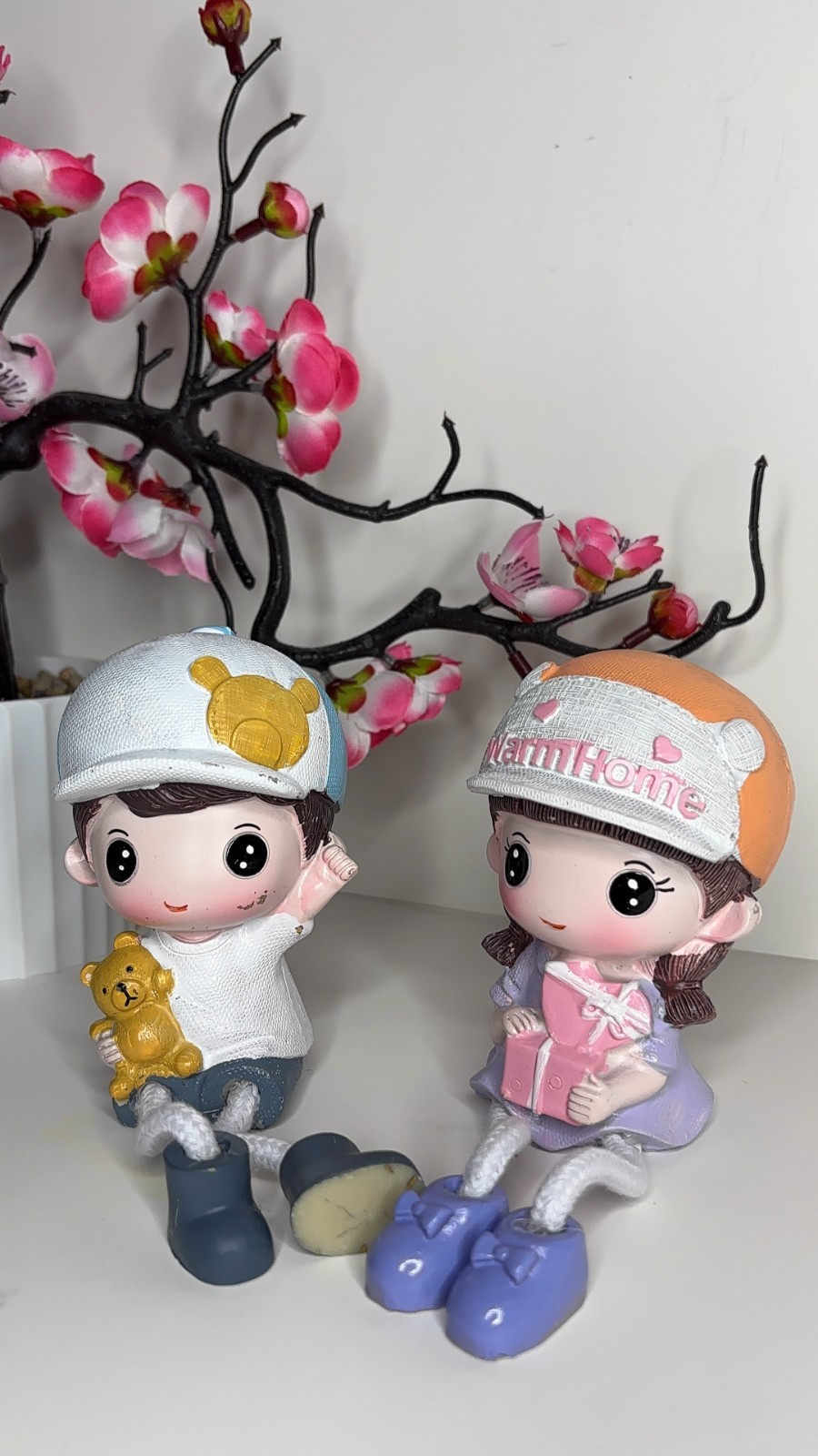 Cute Teddy Bear Couple Figurine | Resin Boy Girl Sitting Décor | Sweet Gift for Cute Teddy Bear Couple Figurine | Resin Boy Girl Sitting Décor | Sweet Gift for