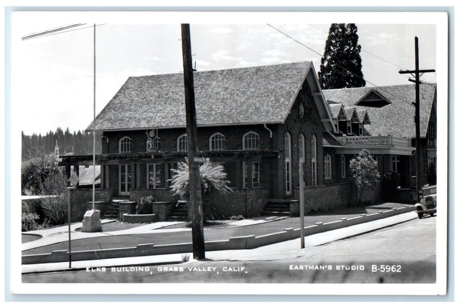 c1940's Elks Building Street Scene Grass Valley Missouri MO RPPC Photo Postcard