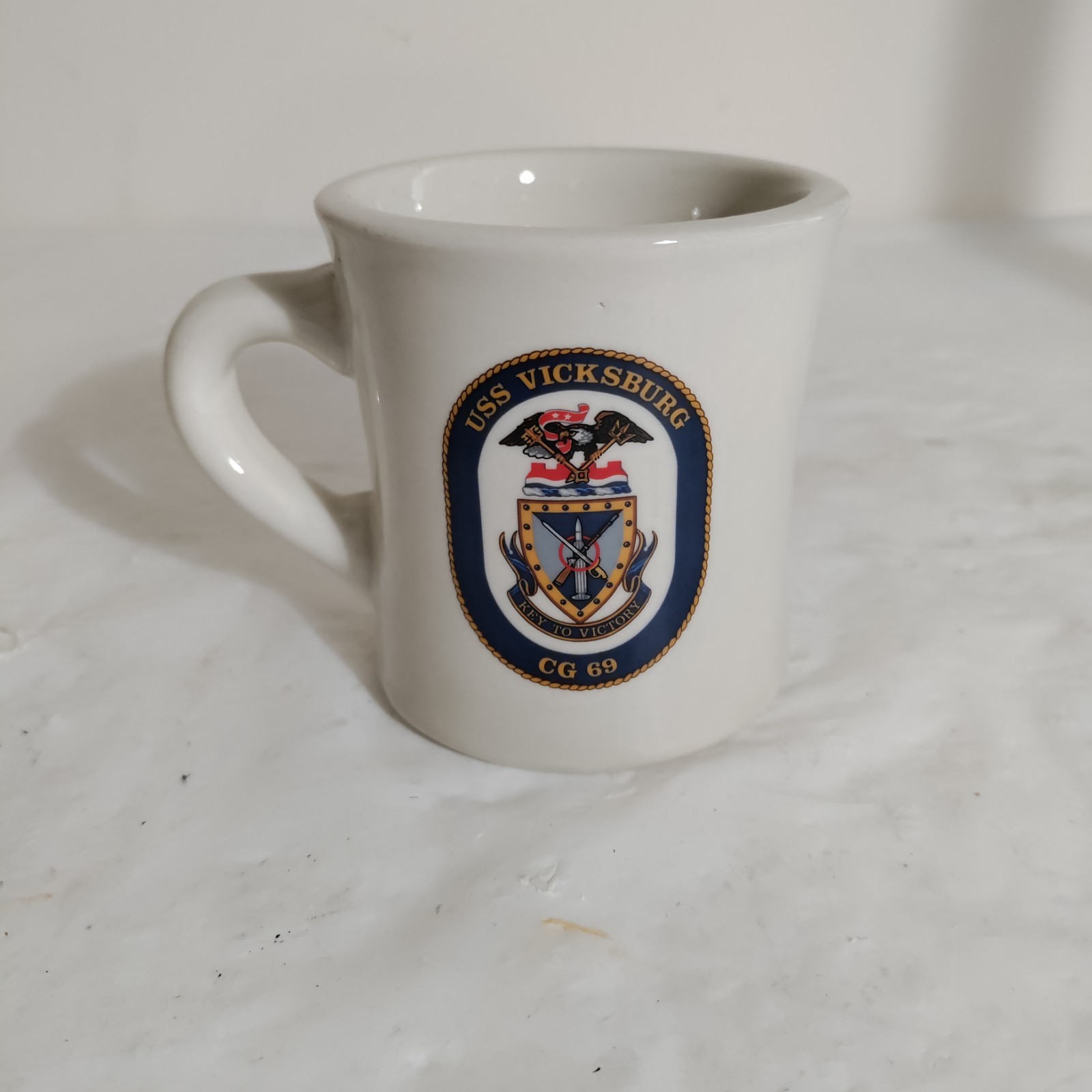 VINTAGE USS Vicksburg CG 69 COFFEE MUG 3.5" TALL