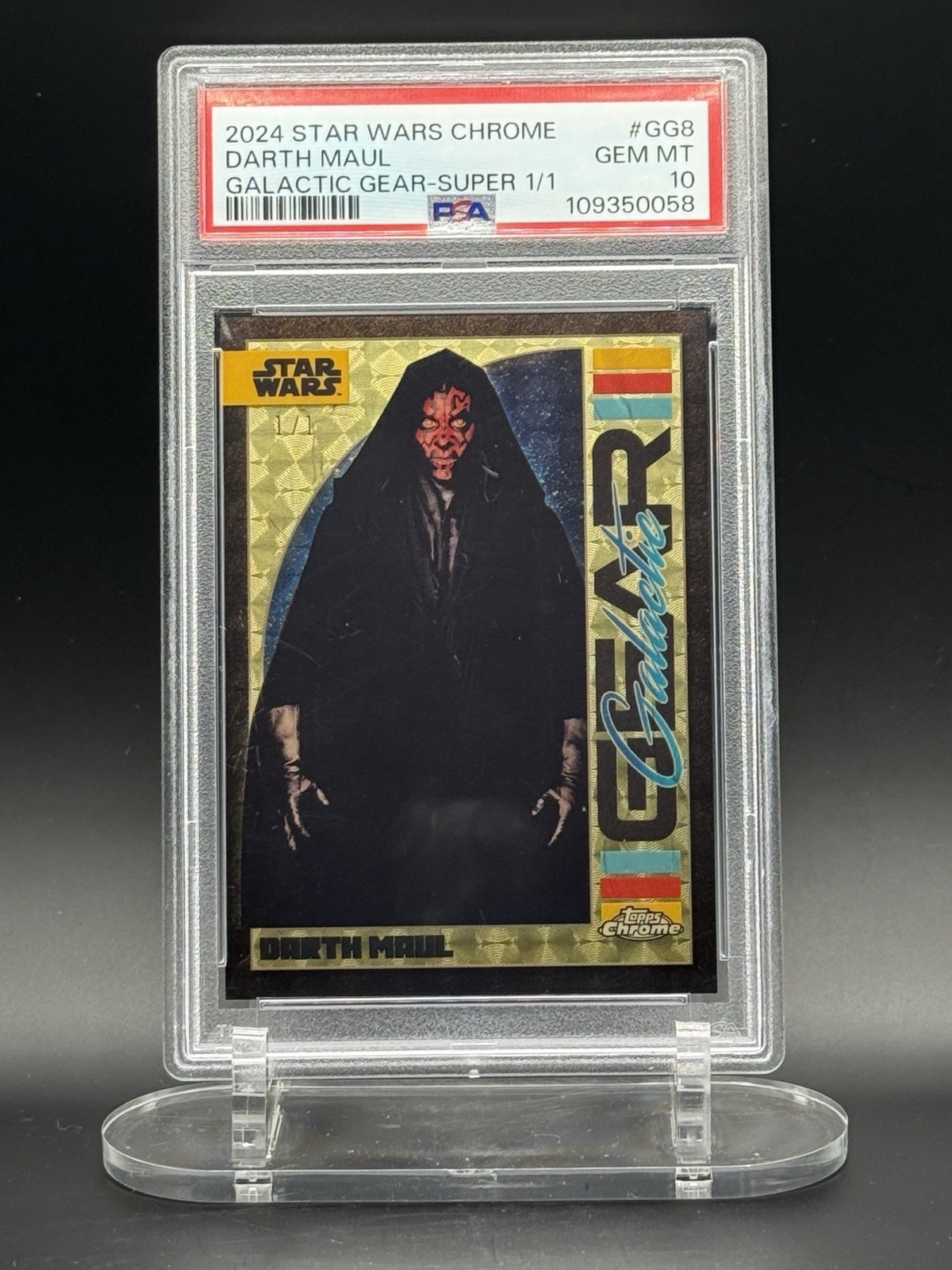 2024 Topps Star Wars Chrome Darth Maul Galactic Gear Super 1/1 GG8 PSA 10