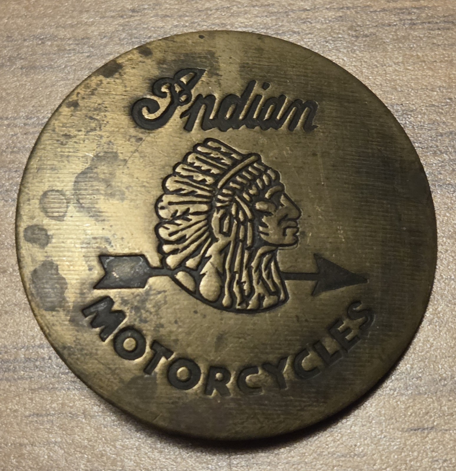 Vintage Indian Motorcycles Brass Pin Badge - Antique Logo Native American Arrow Vintage Indian Motorcycles Brass Pin Badge - Antique Logo Native American Arrow