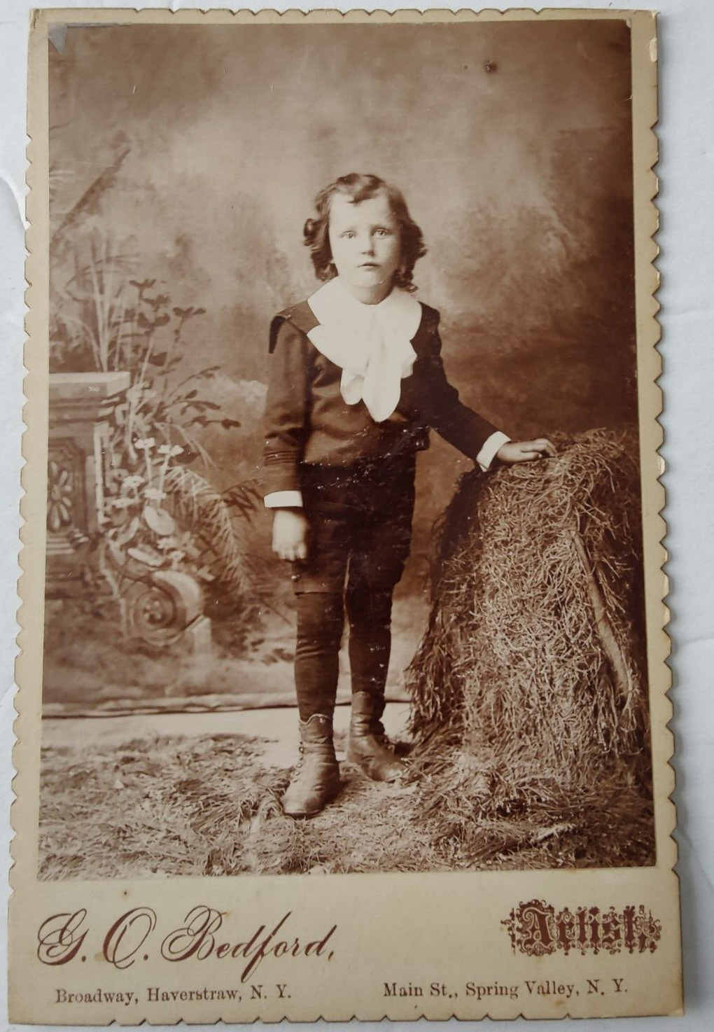 Vintage Cabinet Card Young Boy by G.O. Bedford in Spring Valley, New York