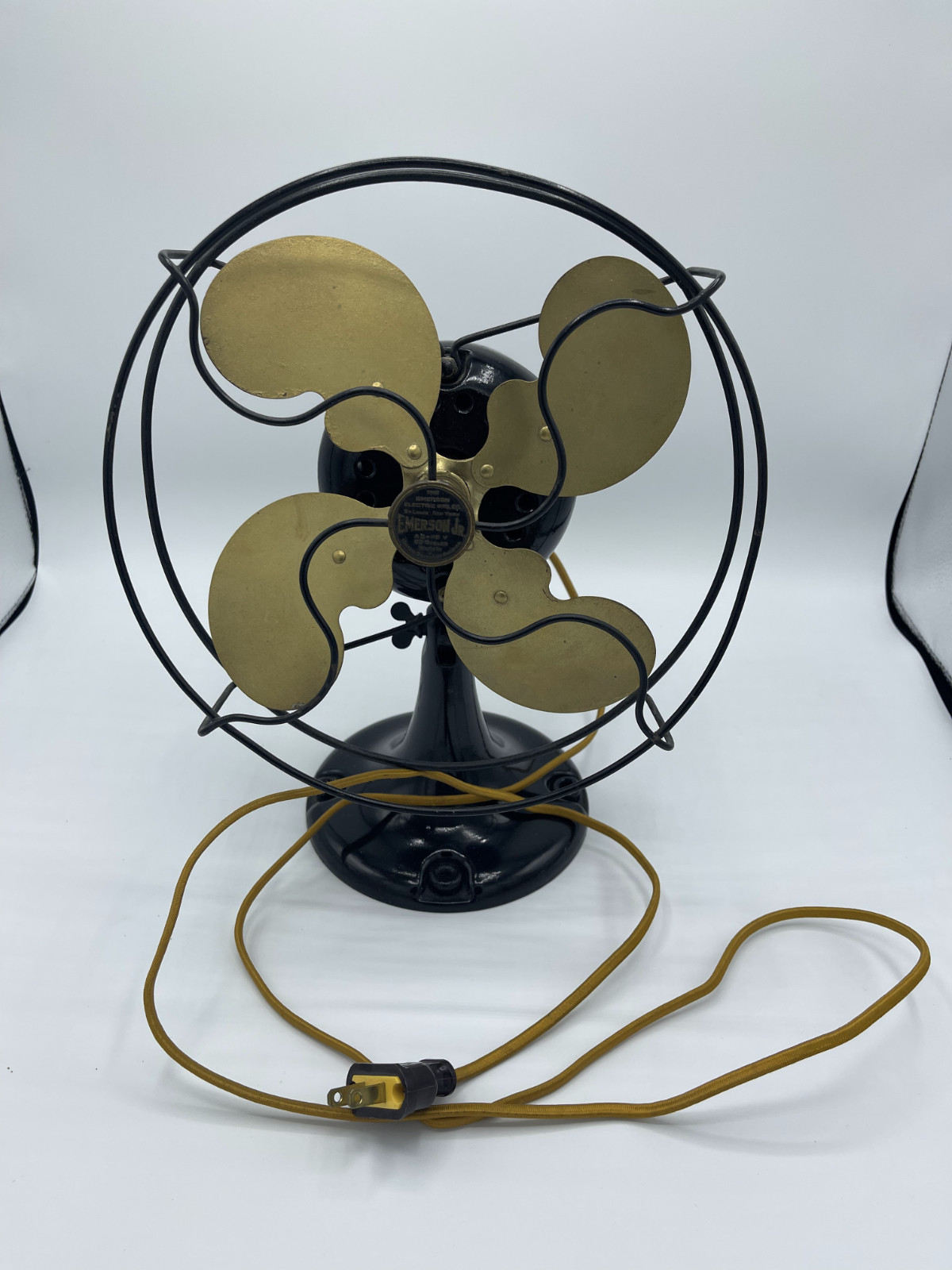 Vintage 1921 Emerson Jr Fan Stamped Steel-Paint Brass Blades, Working