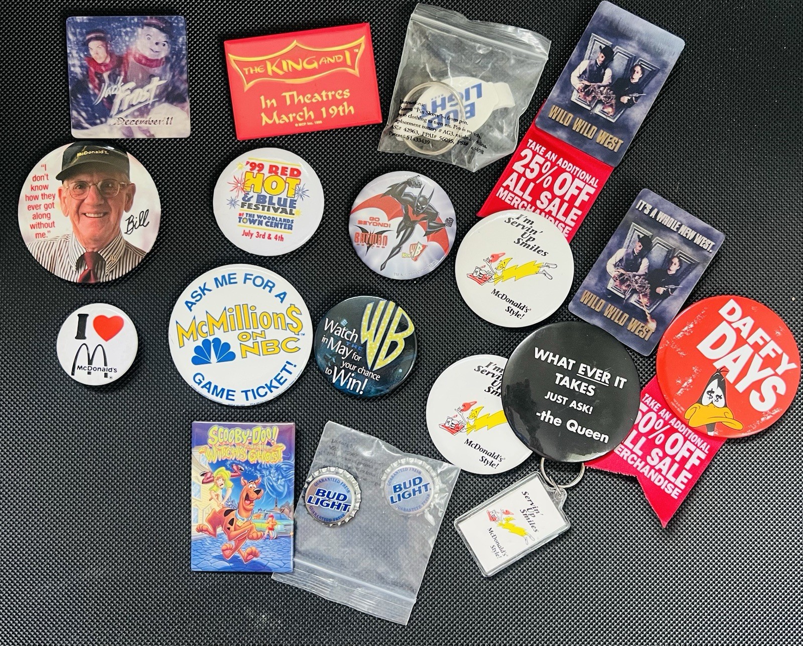 Vintage Pinback Buttons & More Lot x19 Mixed McDonalds Budlight Wild West Batman Vintage Pinback Buttons & More Lot x19 Mixed McDonalds Budlight Wild West Batman