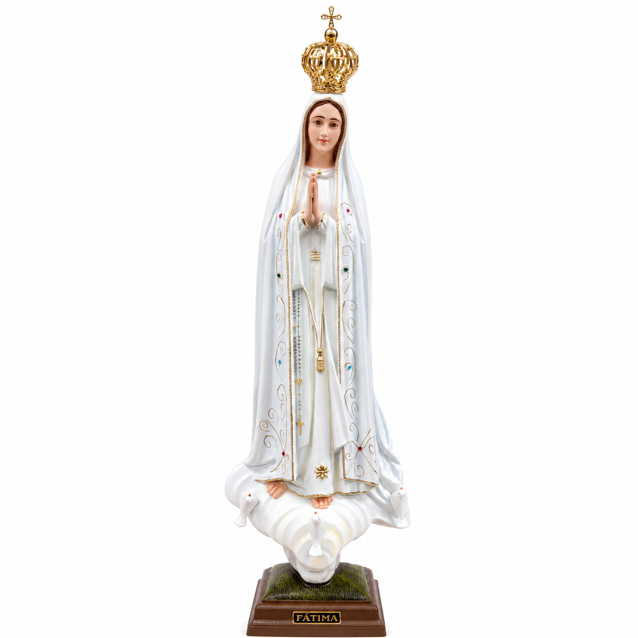 23.5" Our Lady Of Fatima Virgin Mary White Religious Statue, #1036