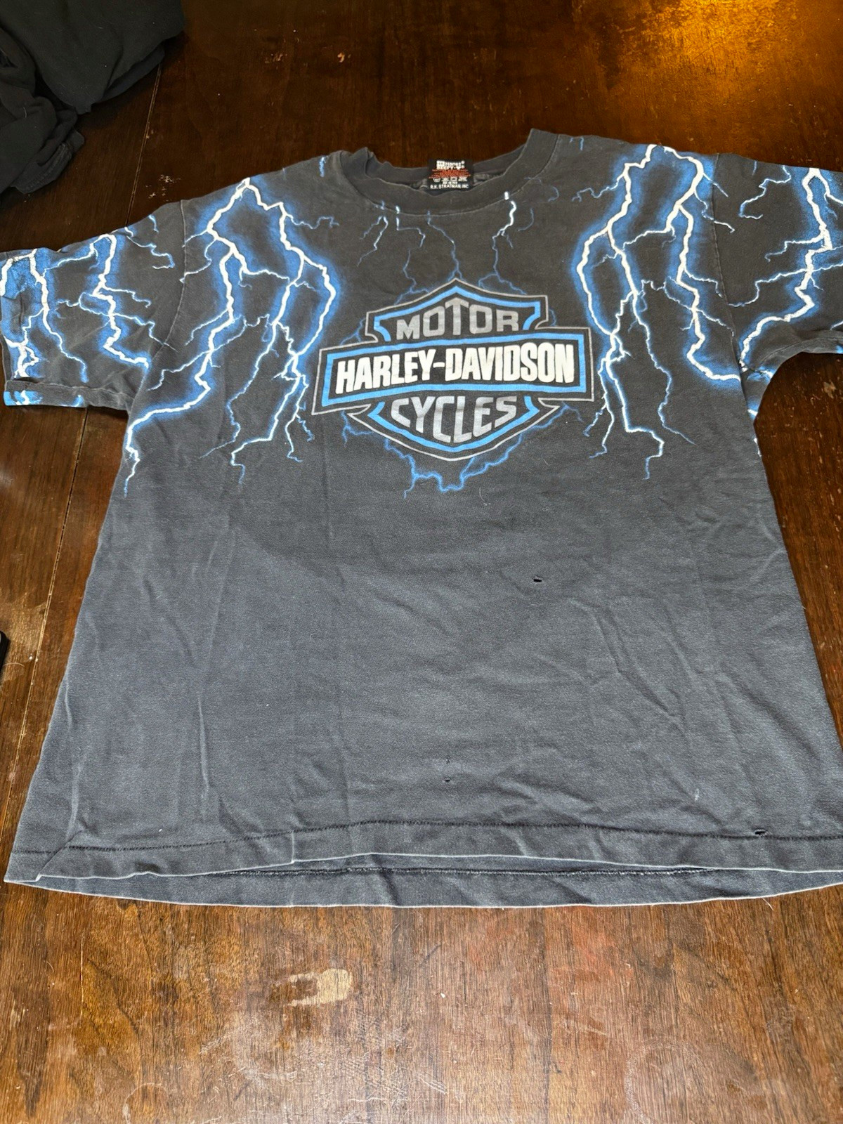 VINTAGE 90s Harley Davidson Shirt Single Stitch L Hanes Beefy RK Stratman Lightn VINTAGE 90s Harley Davidson Shirt Single Stitch L Hanes Beefy RK Stratman Lightn