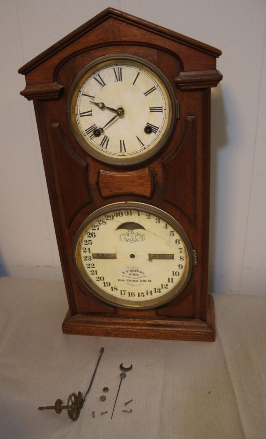 Vintage Late 1800\'s Ithaca Calendar Clock #9 -Semi Functional Needs Restoration