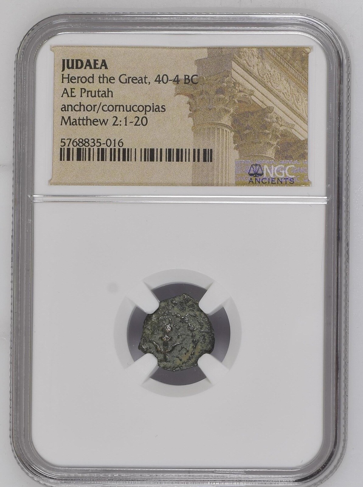 NGC King of Judaea Herod I / Herod The Great 40-4 BC Bronze Prutah Mid Grade NGC King of Judaea Herod I / Herod The Great 40-4 BC Bronze Prutah Mid Grade