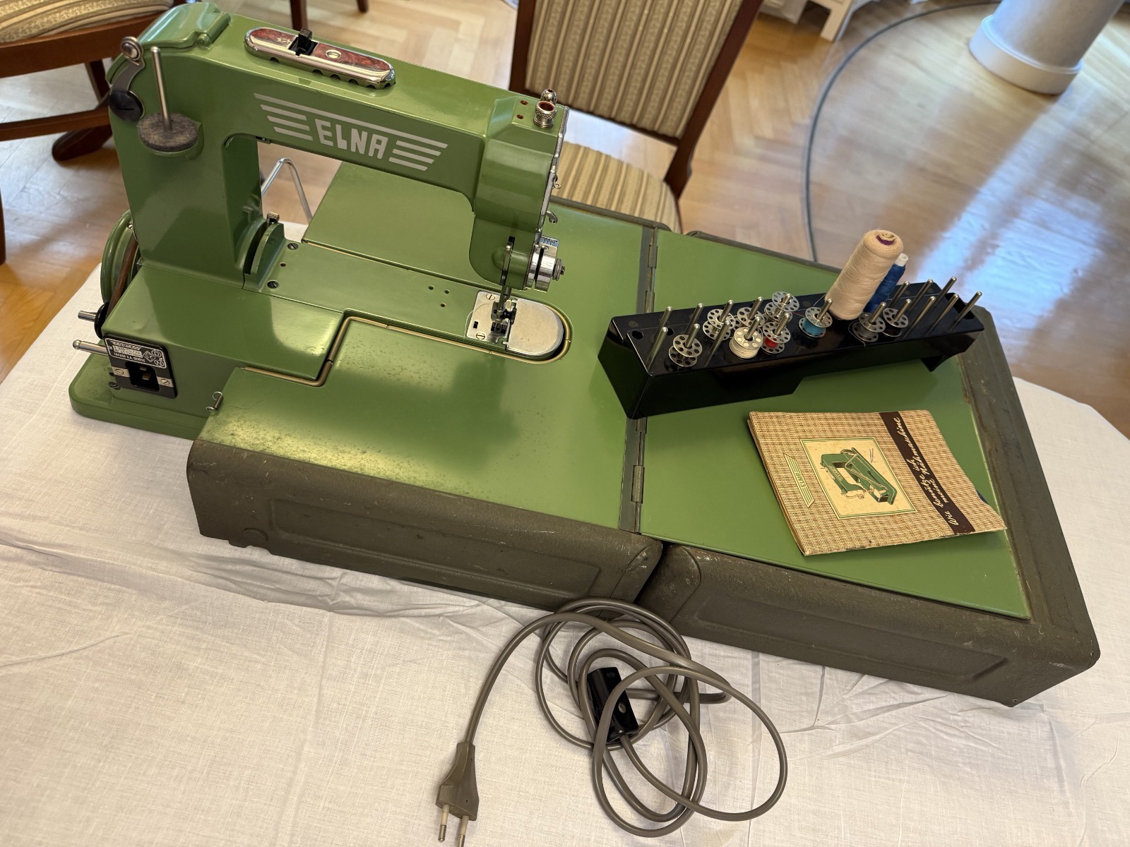 1951 ELNA 1 Grasshopper Sewing Machine Working Original Case Table Accessories 1951 ELNA 1 Grasshopper Sewing Machine Working Original Case Table Accessories