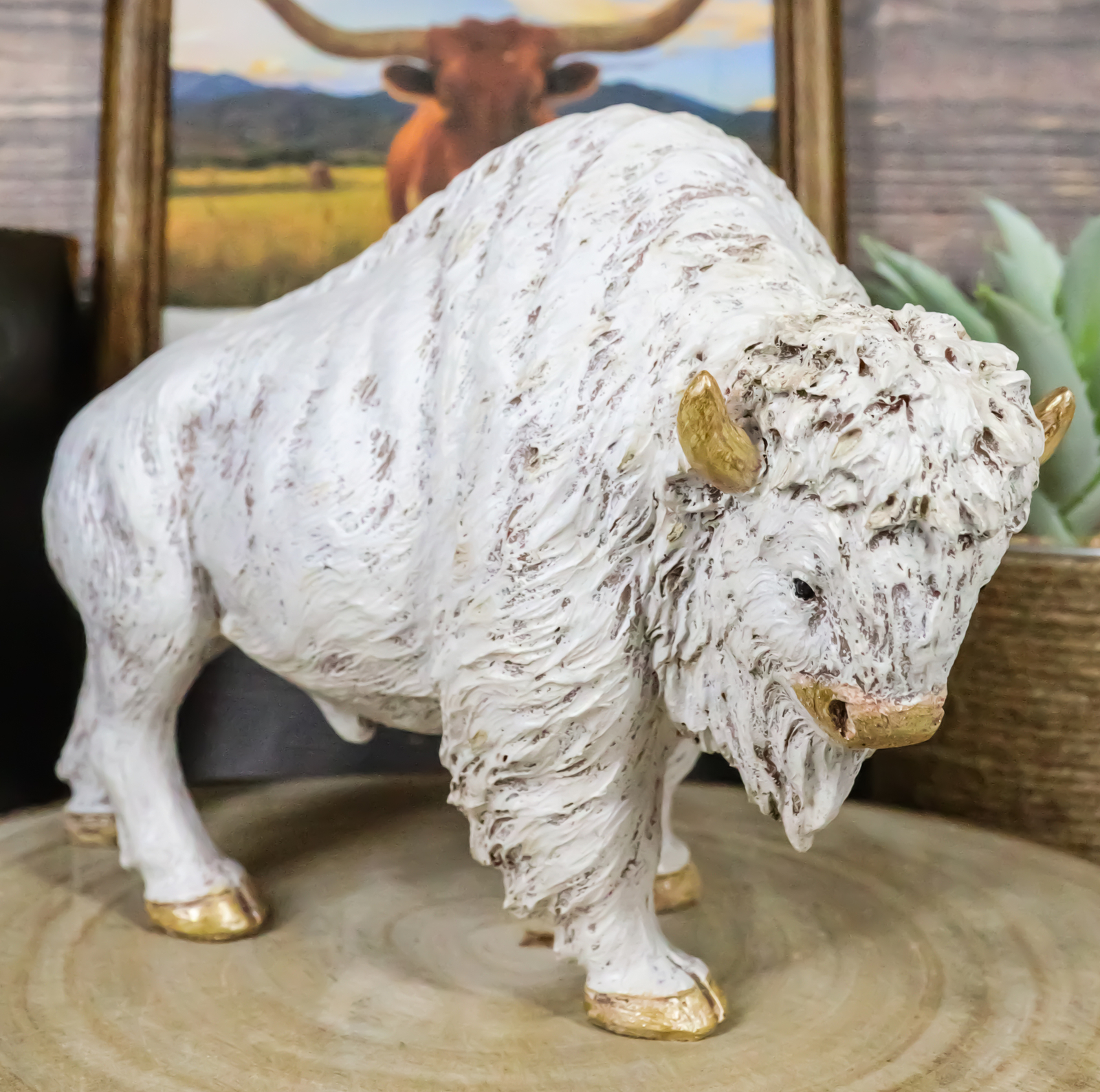 Ebros Native American Sacred White Bison Buffalo Decor Resin Figurine 8.75"L Ebros Native American Sacred White Bison Buffalo Decor Resin Figurine 8.75"L