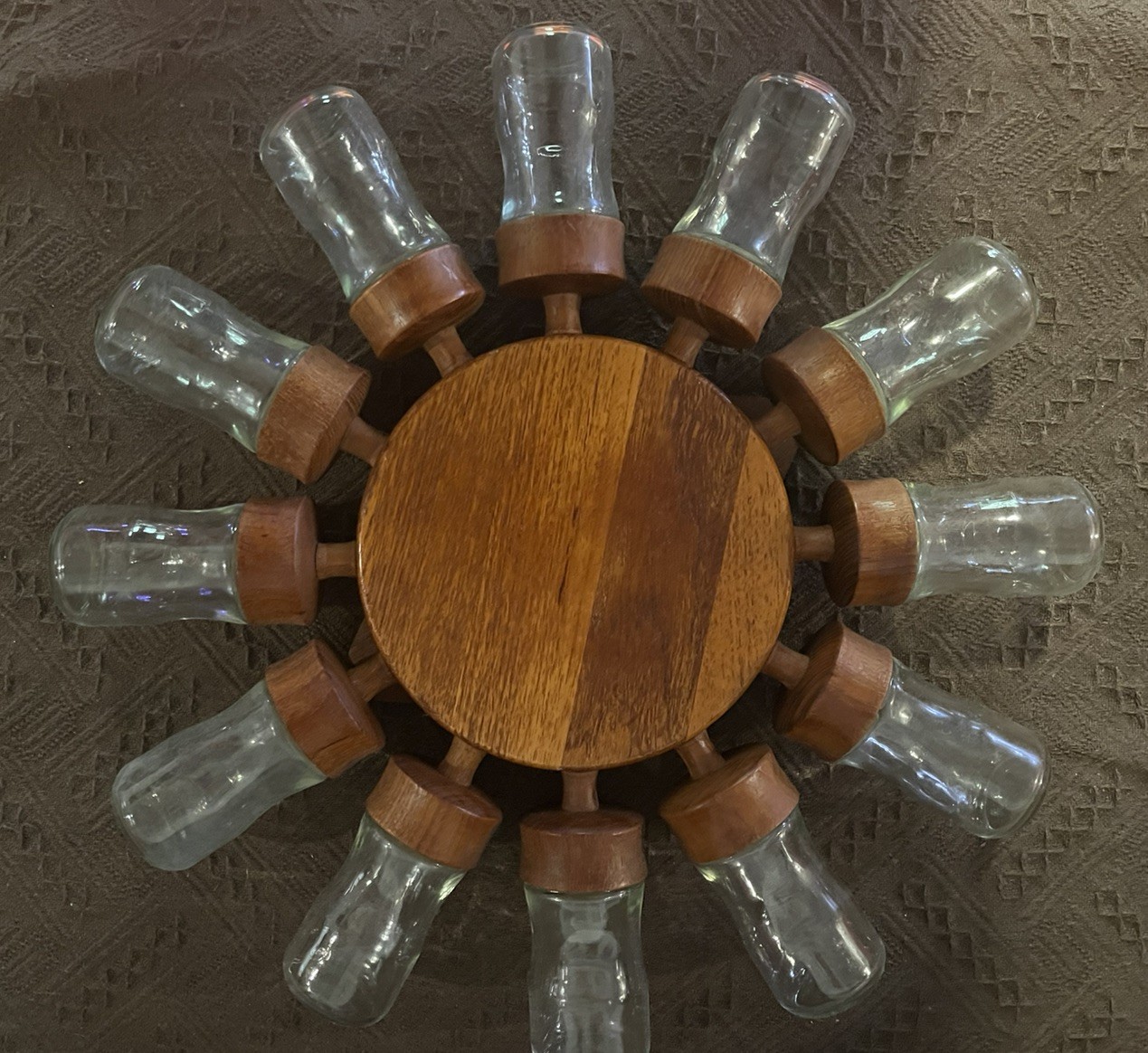 Vintage Mid Century Danish Modern Digsmed 12-Jar Teak Spice Rack Wheel Denmark Vintage Mid Century Danish Modern Digsmed 12-Jar Teak Spice Rack Wheel Denmark