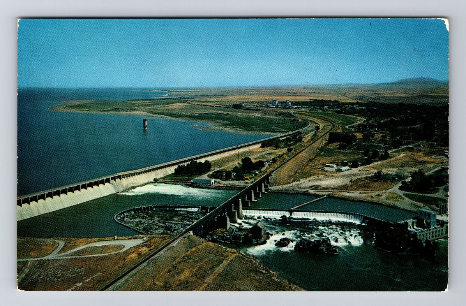 American Falls ID-Idaho, American Falls Dam, Vintage Postcard
