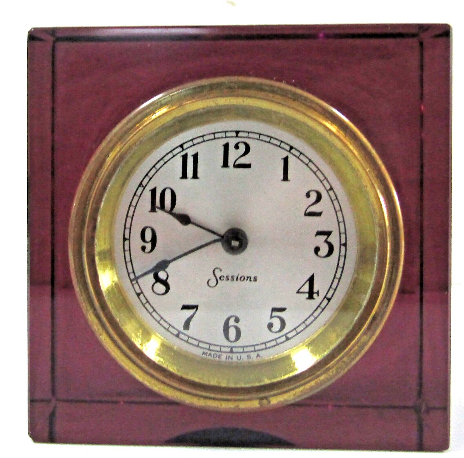 Vintage Sessions Amethyst Glass Square Wind Up Clock 