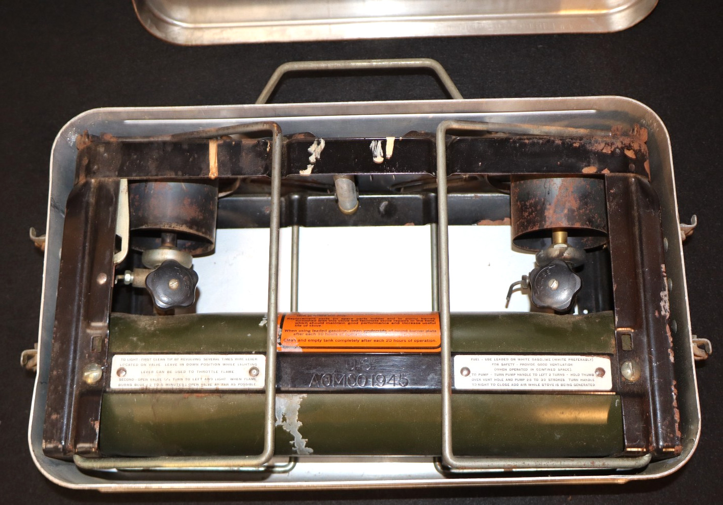 WWII US Army Two Burner Field "Jeep" Stove AGMCO 1945 - Medical Dept, White Gas WWII US Army Two Burner Field "Jeep" Stove AGMCO 1945 - Medical Dept, White Gas