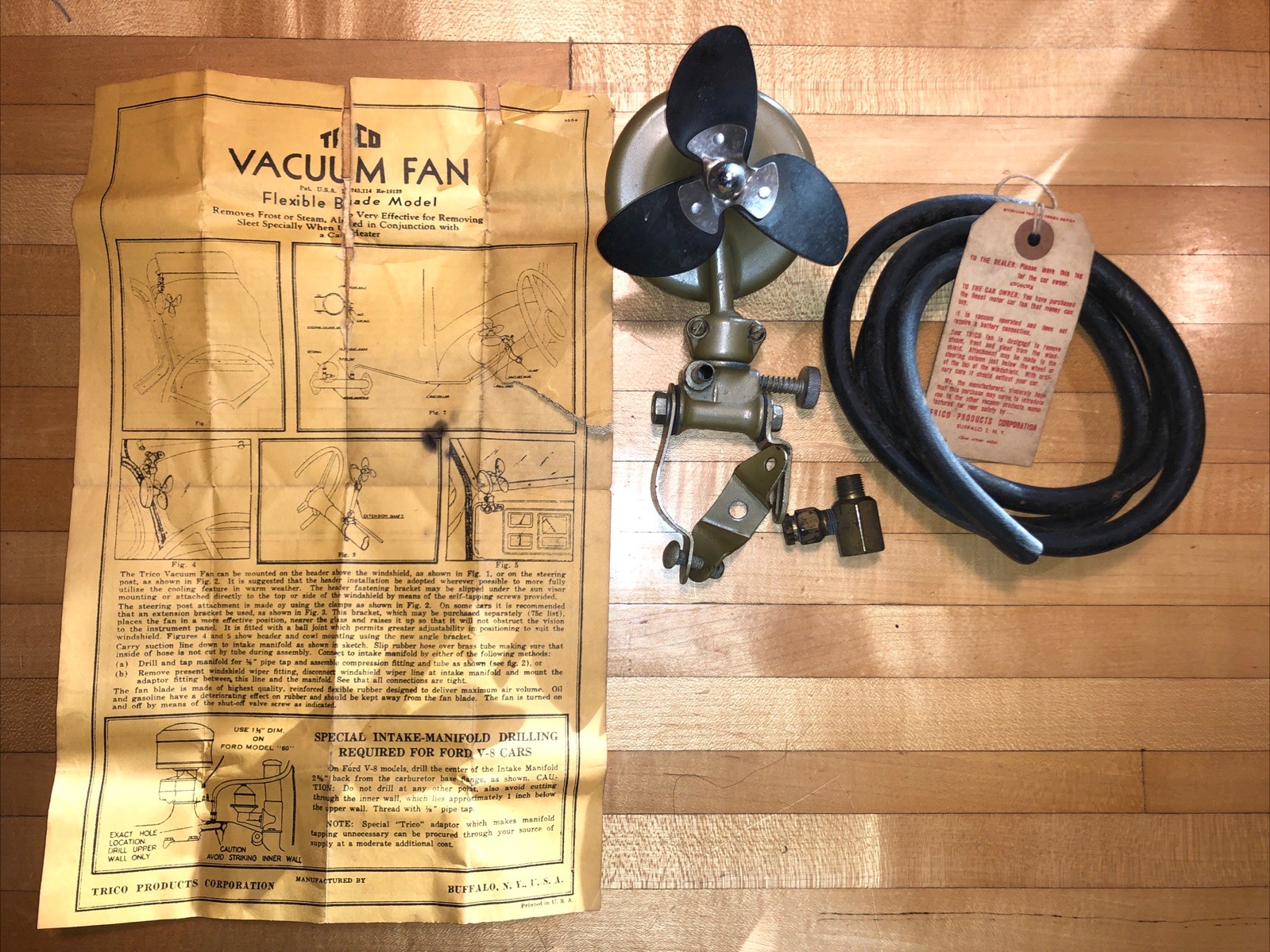 NOS VINTAGE TRICO VACUUM OPERATED MOTOR CAR FAN VF-2 FLEXIBLE BLADE MODEL NOS VINTAGE TRICO VACUUM OPERATED MOTOR CAR FAN VF-2 FLEXIBLE BLADE MODEL