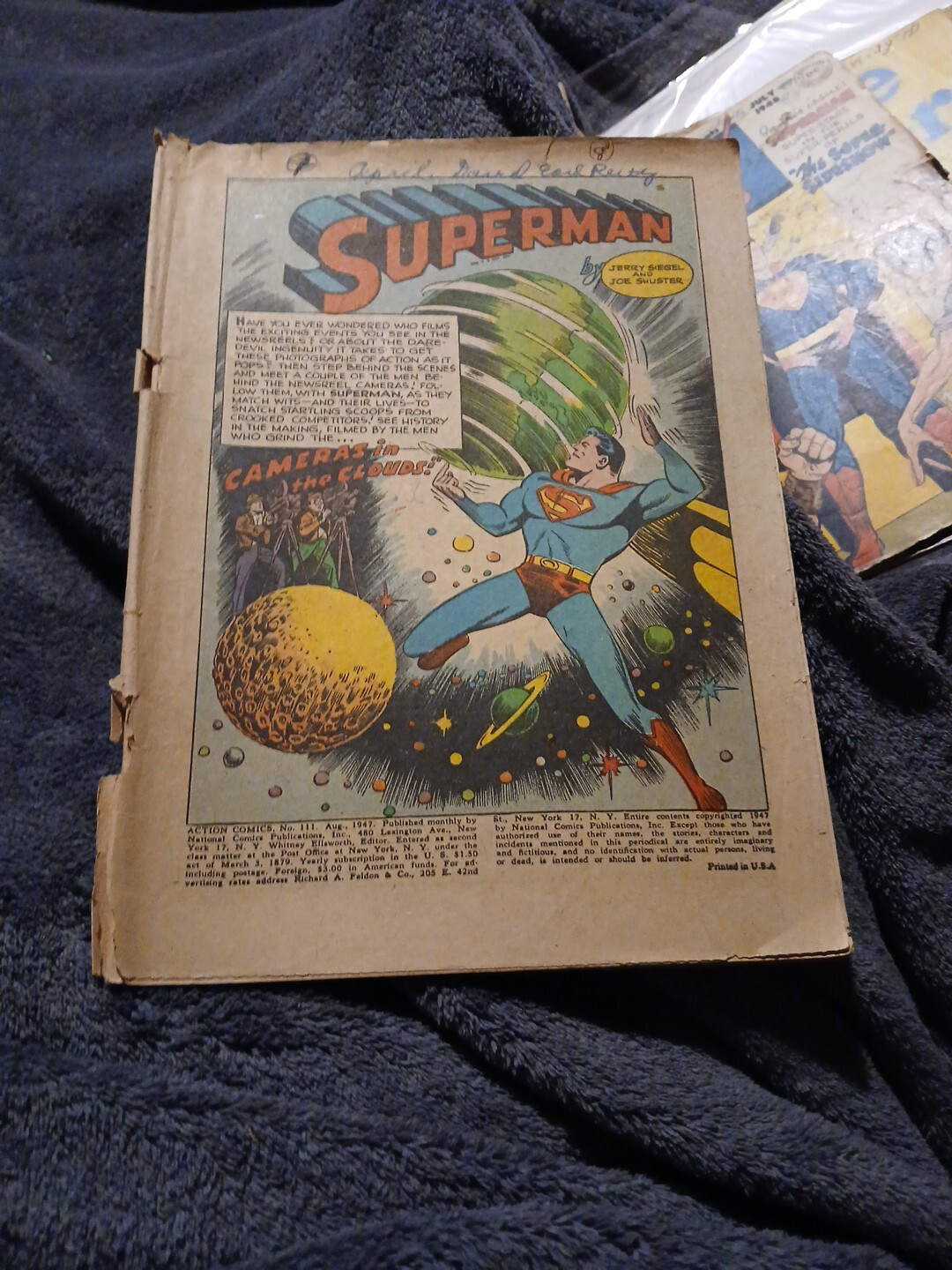 Action Comics 111 Dc Comics 1947 Golden Age Cameras In The Clouds Superman Story