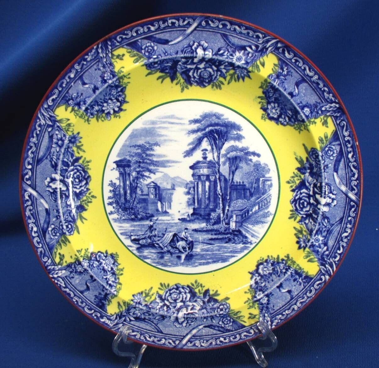 ANTIQUE WEDGWOOD YELLOW AND BLUE CHINOISERIE 10.25\