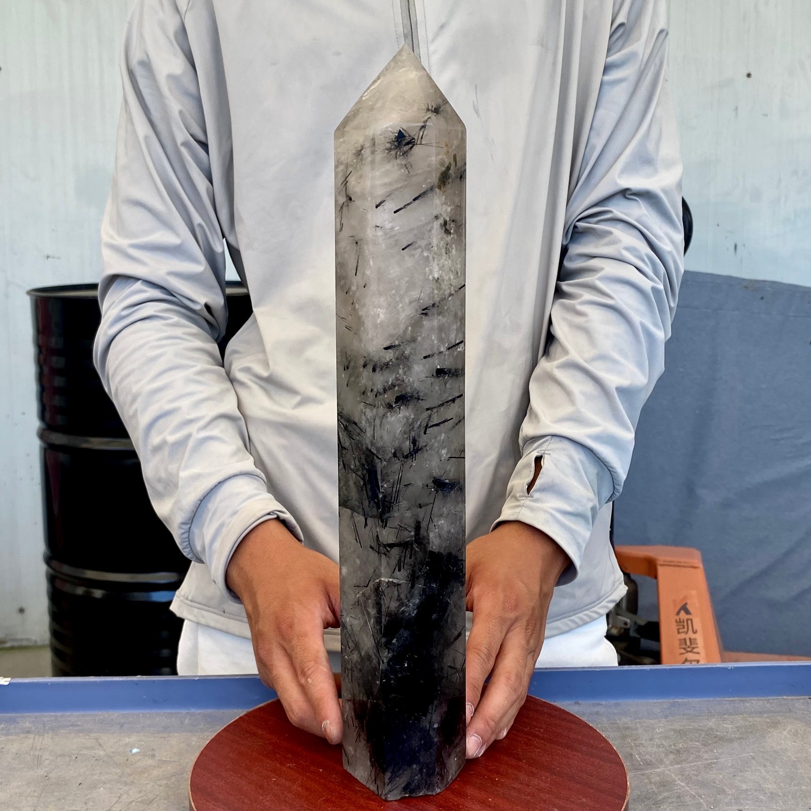 6.37LB Natural Black Tourmaline Included Quartz Obelisk Powerful Energy Healing 6.37LB Natural Black Tourmaline Included Quartz Obelisk Powerful Energy Healing