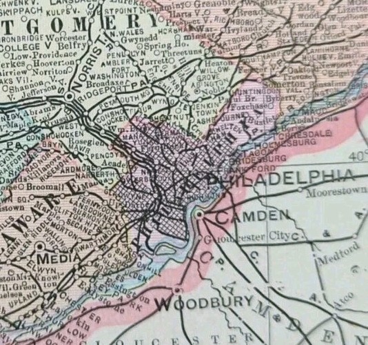 Vintage 1900 PENNSYLVANIA Map 14"x22" Old Antique Original PHILADELPHIA MEDIA PA Vintage 1900 PENNSYLVANIA Map 14"x22" Old Antique Original PHILADELPHIA MEDIA PA