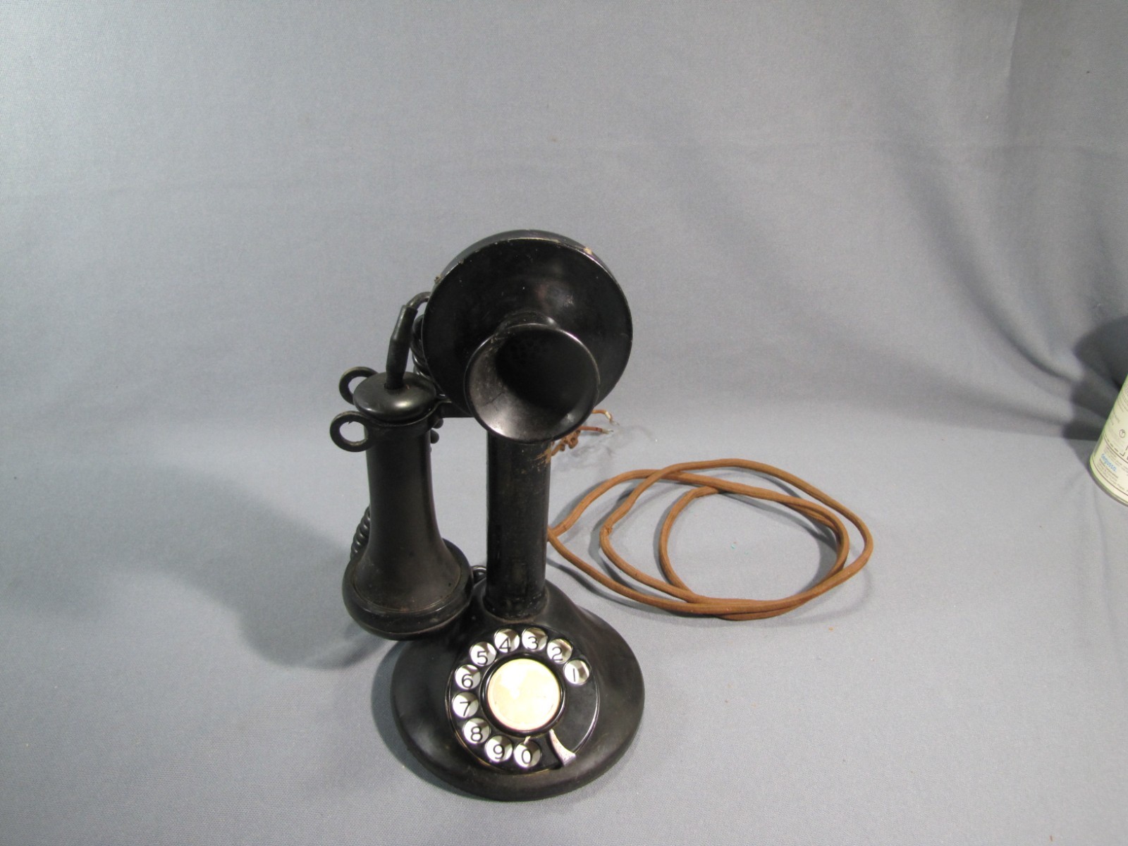 Antique Pre-1940 Black Candlestick Telephone with Rotary Dial Antique Pre-1940 Black Candlestick Telephone with Rotary Dial