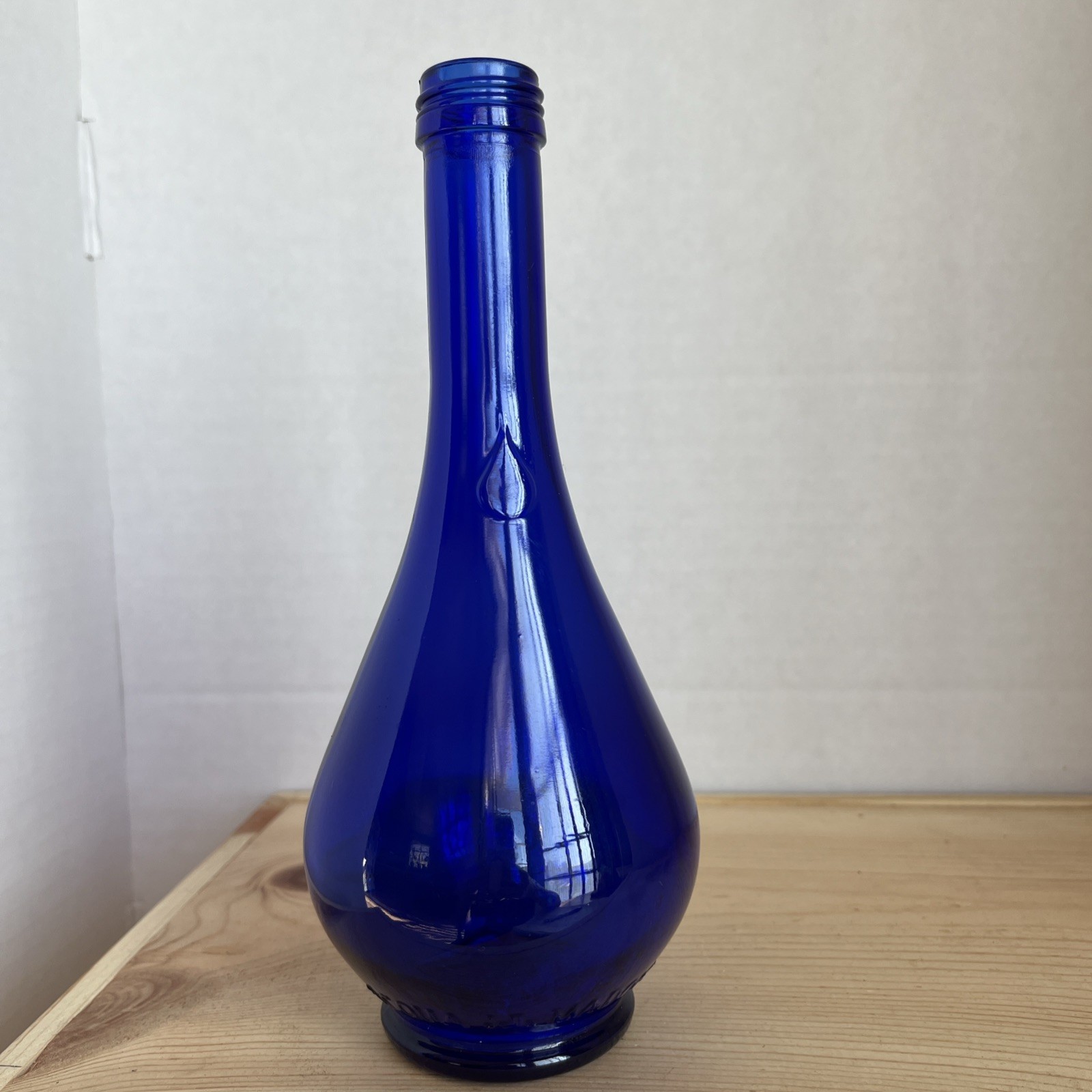 Vintage Acqua Della Madonna Cobalt Blue Glass Bottle - Italy 